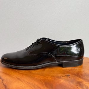 Black Patent Leather Tuxedo Shoes, Size 10